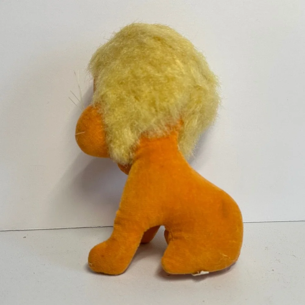 Vintage Plush Stuffed Lion Toy Small Orange Made in Japan‎ MCM Retro
